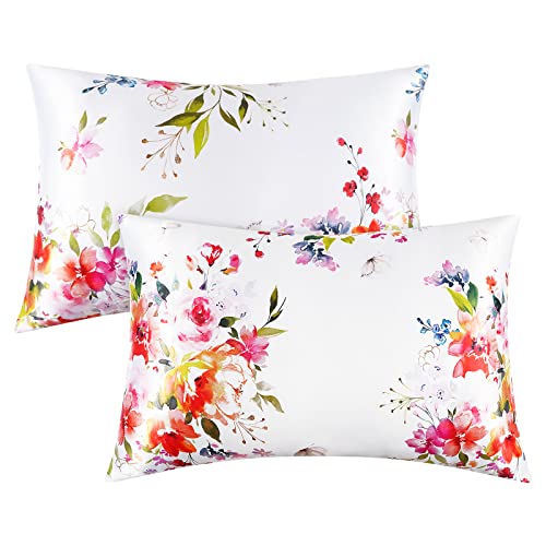 Satin Pillowcase for Hair and Skin, 2 Pack Lavender Silk Pillowcase Queen Satin Pillowcases with Envelope Closure(Lavender,20x30 inches)