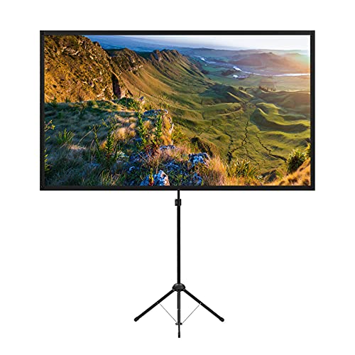 Portable Projector Screen with Stand, Outdoor Movie Screen, 80 Inch 16:9 Light-Weight, Mobile and Compact, Easy Setup and Carrying, Projection Screen with 1.2 Gain Glass Fiber, Idea for Home Cinema