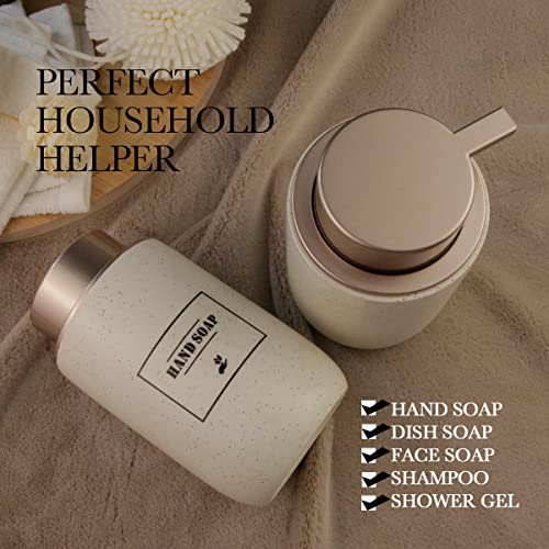 GIRLUFO 2pcs Foaming Soap Dispenser Set,Foaming Hand Soap Dispenser for Countertop,12oz Bathroom Soap Dispenser Set with Foam Soap Pump,Luxury Kitchen Soap Dispenser for Dish Soap(Silver&Ceramic)