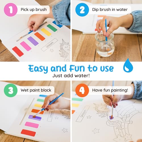 Paint with Water Coloring Books for Toddlers: 3 Books, Mess Free Kids Watercolor Painting Activity Kit - Arts and Crafts for Kids Ages 2 3 4 5 6 Years Old