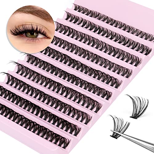 DIY Lash Extension Kit Individual Eyelash Extension Kit 200Pcs Cluster Lashes Kit Eyelash Extension Clusters with Bond,Seal and Lash Extension Remover Lash Tweezers at Home by TNFVLONEINS (Kit,40D)