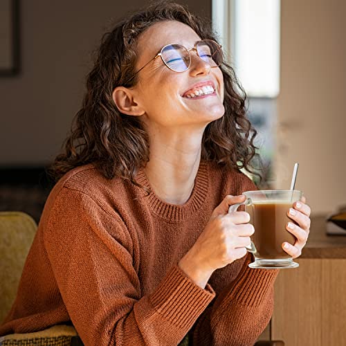 Mfacoy Glass Coffee Mugs Set of 4, Clear Large Coffee Mug 15 Oz With Handles for Hot Beverages, Clear Mugs for Tea, Cappuccino, Latte, Espresso Coffee, Juice, Glass Coffee Cups