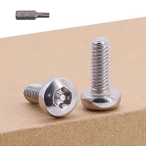 M4-0.7 x 20mm (60 pcs) Pan Head Torx Security Machine Screws Bolts, one Bit Included, 304 Stainless Steel 18/8, Tamper Resistant Screws, Full Thread, GB2672(Torx)