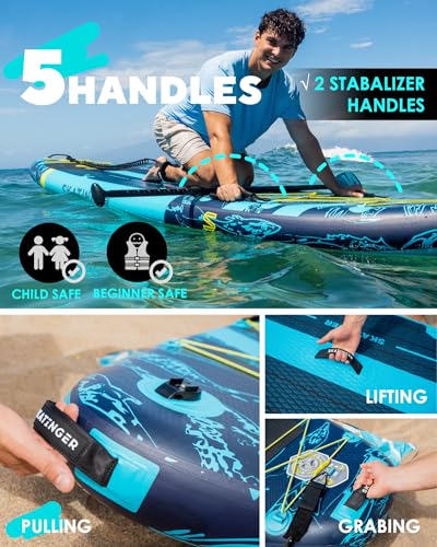 Skatinger 11'6×35" Super Wide Inflatable Stand Up Paddle Board, Ultra Stable Wide SUP for 2+1 People/Family/Big Size w/Shoulder Strap, 100L Backpack, All-Round Sup Board, US Fin
