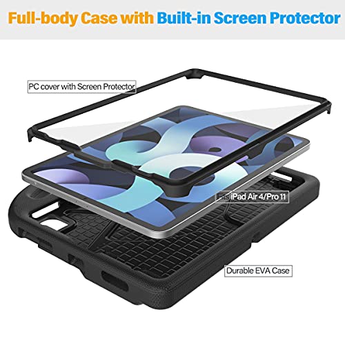 SUPLIK Kids Case for iPad Air 5th/4th Generation (10.9 inch,2022/2020), Built with Screen Protector, iPad Air 5 Kidproof Case with Handle Stand for Apple iPad Air Gen 4/5&Pro 11 Old Version, Black