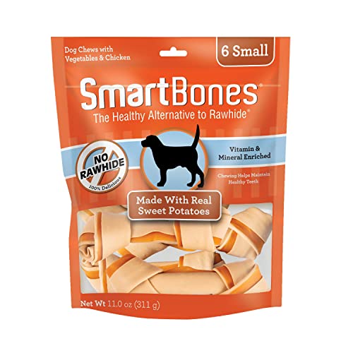 SmartBones Sweet Potato Dog Chews, Rawhide-Free Dog Chews Made With Real Meat and Vegetables, 6 Small