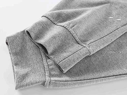 HARBETH Men's Casual Fleece Jogger Sweatpants Cotton Active Running Hiking Elastic Pocket Pants Heather Oatmeal M