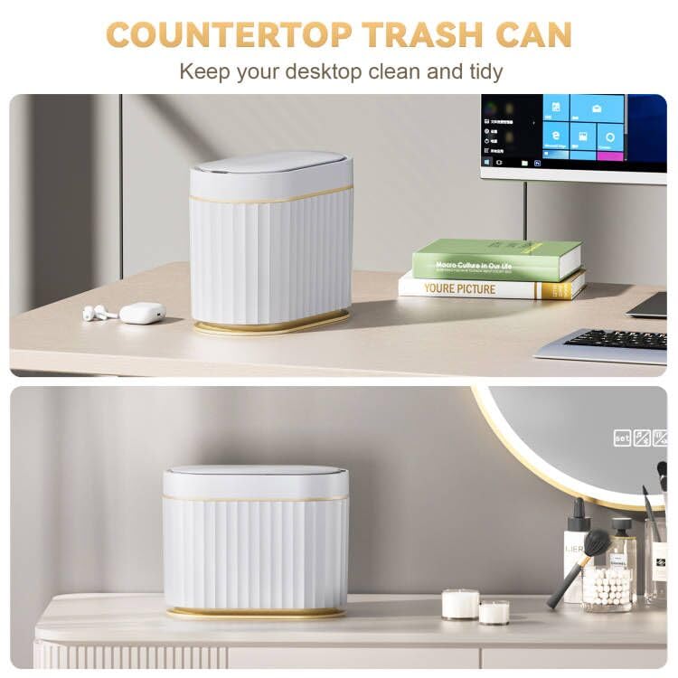 Black Bathroom Trash Can with Lid - ELPEHCO 2 Gallon Sensor Trash Bin, Automatic Narrow Garbage Can, Waterproof Smart Trash Can, Slim Motion Sensor Waste Bins for Bathroom, Living Room, Office