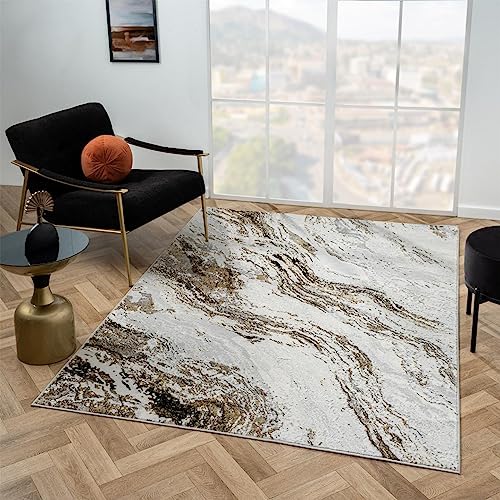 LUXE WEAVERS Modern Abstract Indoor Anthracite 5x7 Area Rug