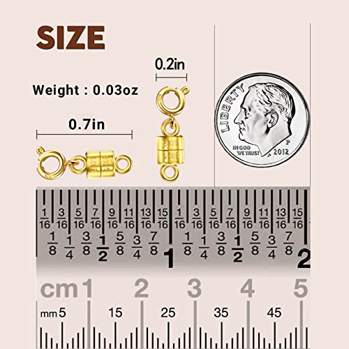 Ofiuny 18K Gold Magnetic Necklace Clasps and Closures 925 Sterling Silver Mini Magnetic Jewelry Clasp Connector for Bracelets Chain Extender(Made in Italy)