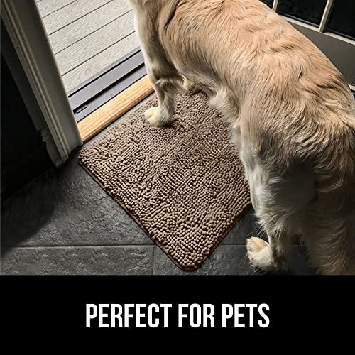 Gorilla Grip Soak Stopper Washable Chenille Dog Doormat, Muddy Paws, Dogs Bed Mats, Rubber Backing, Absorbent Quick Dry Microfiber, Inside Front Door Mat, 70x24, Light Gray