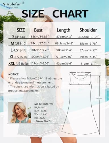 SimpleFun Boho Summer Dresses with Pockets Fashion Sundress Sleeveless Beach Dress Red,M