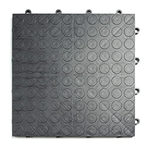 Big Floors GarageDeck Coin Pattern, Durable Copolymer Interlocking Modular Non-Slip Garage Flooring Tile (12 Pack), Graphite