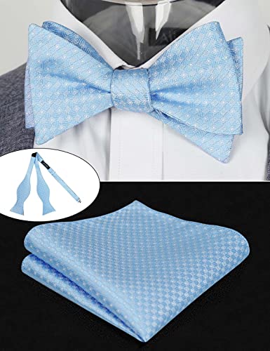 Alizeal Paisley Suspenders and Self Tied Bow Tie for Men with Pocket Square Set, Black Gold