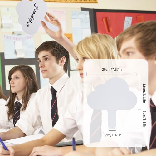 Seajan 100 Pcs Auction Bidding Paddles Bulk Answer Numbers Voting Blank Fans Dry Erase Boards Doubled Sided Handheld for Back to School Supplies(Cloud)