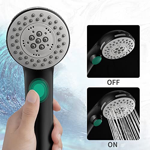 DOILIESE High Pressure 6 Setting Shower Head with Handheld, Shower Heads with ON/OFF Switch and Spa Spray - Matte Black