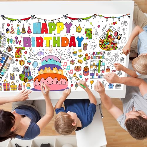 PADTIC Giant Coloring Poster,35x72Inch Versatile Under The Sea Activity Drawing Paper Coloring Tablecloth,DIY Sea Animal Poster Table Cover Kids Art Crafts Coloring Mat,Home Classroom Party Suppiles