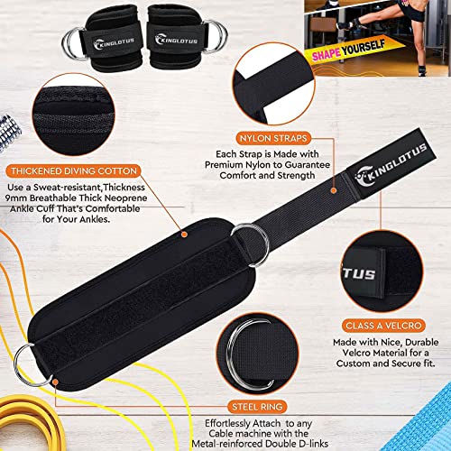 Kinglotus Barbell Squat Pad Set :1 Barbell Pad, 3 Hip Resistance Bands 3 Resistance Levels, 2 Fitness Ankle Straps, Fits Standard Olympic Bars and Smith Machine,