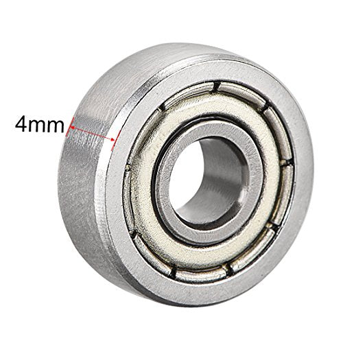 uxcell 604ZZ Deep Groove Ball Bearing Double Shield 604-2Z 80014, 4mm x 12mm x 4mm High Carbon Steel Z1 Bearings (Pack of 8)