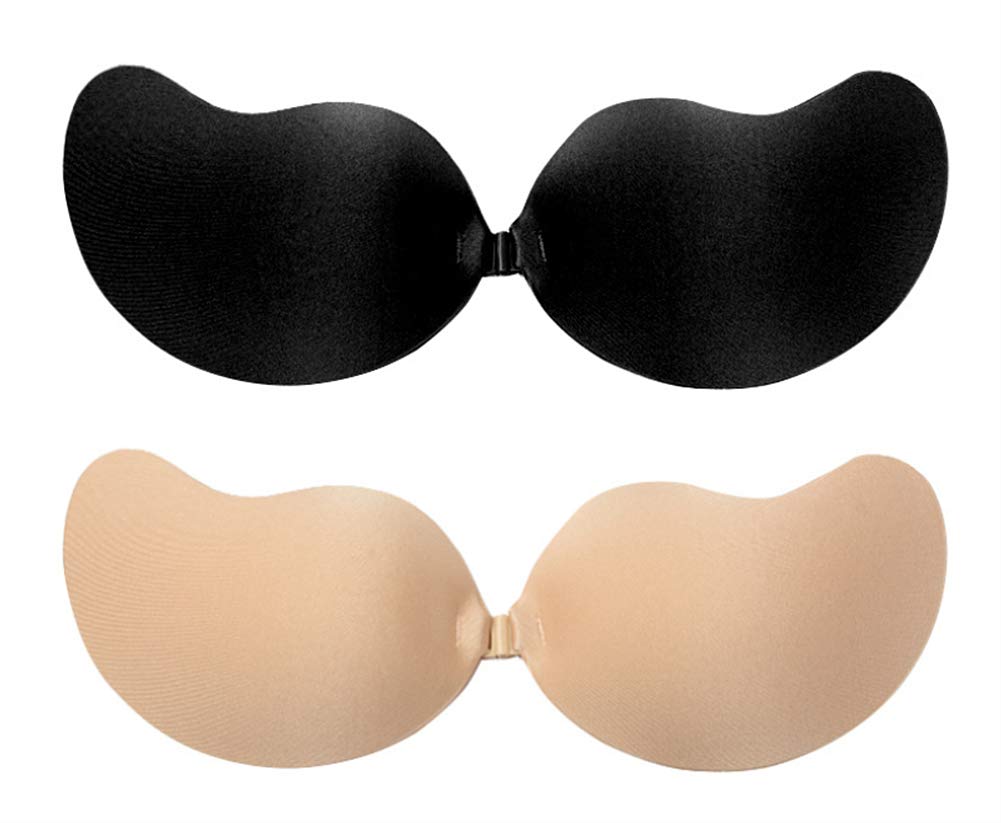 Uplife 2 Pairs Adhesive Bra Strapless Sticky Invisible Push up Silicone Bra Reusable Magic Bra for Women Girls, B Cup
