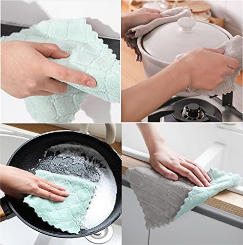 10 Pack Kitchen Cloth, Microfiber Dish Towels Washcloths, Super Absorbent Coral Velvet Dishtowels, Premium Cleaning Cloths,Non-Stick Oil Quick Dry Dish Towels, Soft Tea Towels, Table Cleaning Cloths.