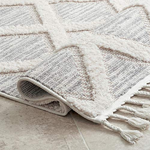 nuLOOM Catalina Shaggy Trellis Runner Rug, 2' x 8', Cream