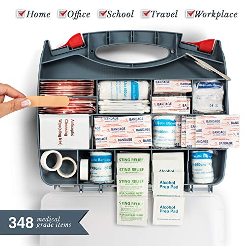 Swiss Safe 2-in-1 First Aid Kit for Car, Travel & Home, Businesses - Bonus Mini Kit for Medical Emergency Aid, Survival, Camping - FSA & HSA Eligible - 348 Piece, 1 Pk - Red - Large Hardcase