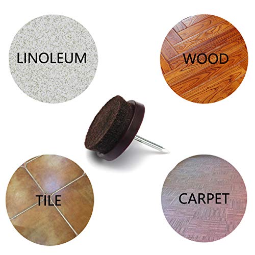 Furniture Felt Pads Nail-on Heavy Duty Felt Pad Chair Sliders Round Chair Leg Floor Protectors 1" Furniture Leg Protector 24 Pack