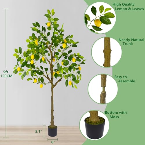 Warmplants Artificial Fiddle Leaf Fig Tree, 6ft Tall Fake Fiddle Leaves Silk Plant with Woven Basket, Decorative Faux Ficus Lyrata Tree for Indoor Outdoor Home Office Living Room