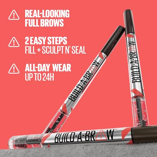 Maybelline Build-A-Brow 2-in-1 Brow Pen and Sealing Brow Gel, Eyebrow Makeup for Real-Looking, Fuller Eyebrows, Blonde, 1 Count