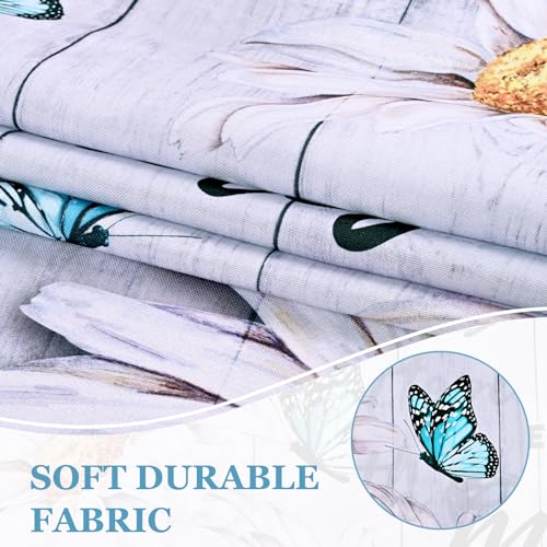 Likiyol Butterfly Kithchen Curtains Floral Daisy Tier Curtains, Farmhouse Gray Cafe Curtains, Rod Pocket Small Window Curtain for Cafe Bathroom Bedroom Drapes, 26 x 36 Inches (2 Panels)