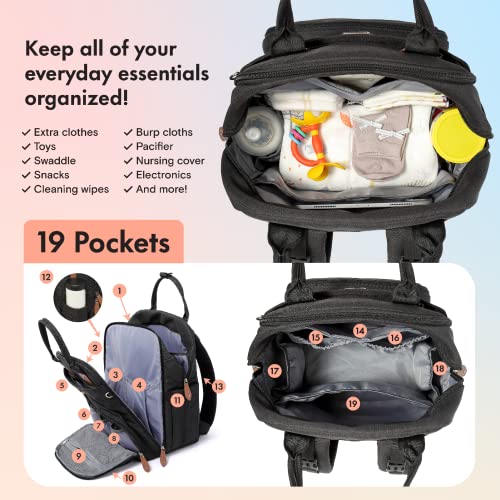 Dikaslon Diaper Bag Backpack with Portable Changing Pad, Pacifier Case and Stroller Straps, Large Unisex Baby Bags for Boys Girls, Multipurpose Travel Back Pack Moms Dads, Purple