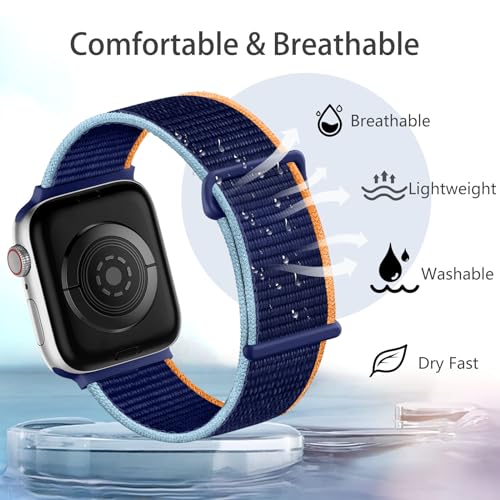 Lenrao 3 Pack Sport Nylon Bands Compatible with Apple Watch Band 46mm 45mm 40mm 41mm 42mm 38mm 44mm 49mm, Stretchy Loop Soft Women Men Strap Compatible for iWatch band Series Ultra2 10 SE 9 37