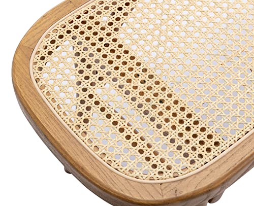 Kmax Upholstered Bench Wicker Rattan Entryway Bench Rustic Solid Wood 45 Inch for Living Room/Bedroom/Hallway