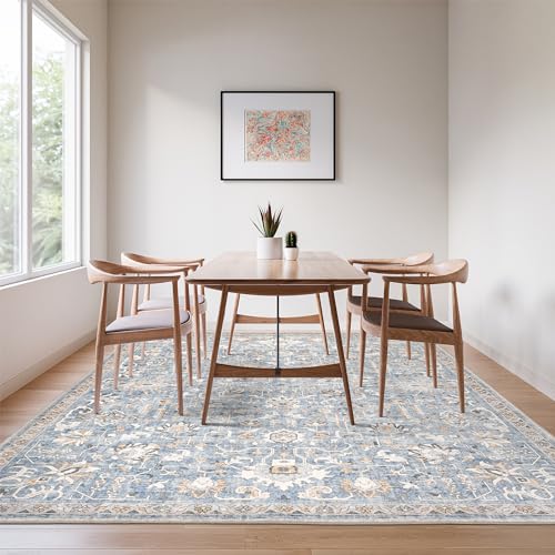 Valenrug Area Rug 5x7 - Machine Washable Rug, Stain-Resistant Living Room Rug, Home Decor Area Rug(TPR84-Red/Multi, 5'x7')