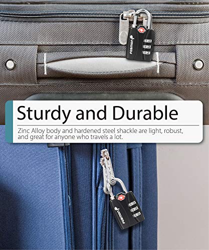 Fosmon TSA Accepted Luggage Locks, Open Alert Indicator 3 Digit Combination Padlock Codes with Alloy Body for Travel Bag, Suit Case, Lockers, Gym, Bike Locks or Other