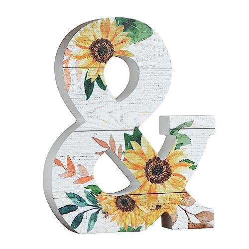 COLLECTIVE HOME - 10" Wood Lettes for Wall Decor, Sunflower Tabletop Alphabet Decoration, DIY Farmhouse Decor, Rustic Freestanding Monogram Block (W)