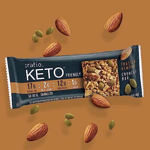 :ratio KETO Friendly Crunchy Bars, Coconut Almond, Gluten Free Snack, 4 ct