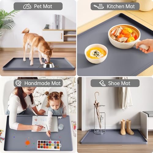 FLATO Waterproof Under Sink Mat - 22" x 19" Shelf Liner for Kitchen & Bathroom, Cabinet Protector, Organizers and Storage, Flexible Silicone Sink Drip Tray