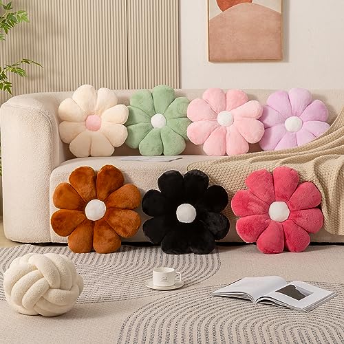 Flower Pillow Decorative Pillows Soft Daisy Pillow 17.7In Flower Shaped Pillow Floor Seating Custion for Reading, Couch and Room Dector (45CM/Beige)