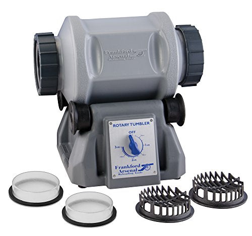 Frankford Arsenal Platinum Series Rotary Tumbler with 7-Liter Capacity, Clear Viewing Lids, and Auto Shut-Off for Reloading, Cleaning and Wet Tumbling Brass Cases gray