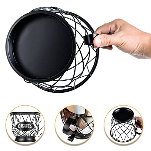 TreeLen Coffee Pod Holder, K Cup Organizer, Large Capacity K Cup Holder for 40 K Cups, K Pod Storage for Coffee Bar - Black