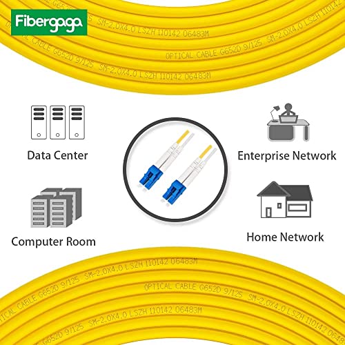 Fibergaga 0.5m(1.6ft) OS2 LC/UPC to LC/UPC Fiber Patch Cable Single Mode Fiber Duplex Length Option: 0.5M(1.6ft)-100M(328ft) 9/125µm 2.0mm Cable Diameter Fiber Optic Cable, OS1/OS2 Compatible
