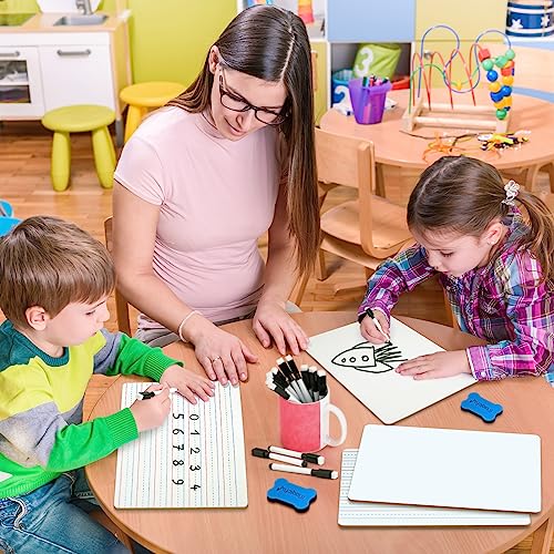 Magicfly Small White Board Grid Whiteboard Dry Erase Boards XY Axis Graph 9"x12", 16 Pack Mini Math Whiteboard Portable for Students Classroom Teachers School Supplies with 20 Pens and 16 Erasers