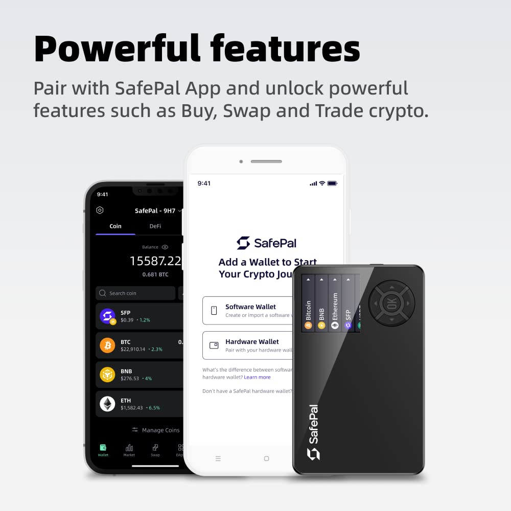 SafePal S1, Cryptocurrency Hardware Wallet, Cold Storage for Bitcoin, Ethereum and More Tokens, Securely Stores Private Keys, Seeds & Crypto Assets