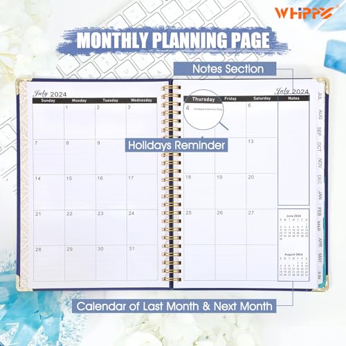 2024-2025 Academic Planner - July 2024 - June 2025, 6.3" x 8.5", School Planner 2024-2025 Weekly Monthly Planner with Tabs, Hardcover, Thick Paper, A5 Agenda Calendar Organizer, Black