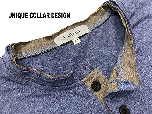 VANCOOG Mens Business Casual Slim Fit Long Sleeve Henley T-Shirts Thermal Shirt-Dark Army Green-S