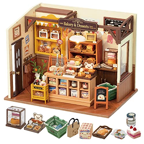 Rolife DIY Miniature Dollhouse Kit 1/24 Scale Candy House with LED Room Making Kit Craft Hobby Kit Gifts for Boys Girls