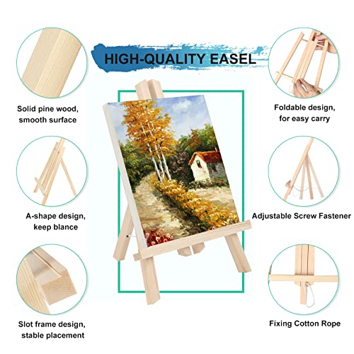 Kinlink 11.8 Inch Tall Wood Easels for Display Set of 6, Display Easel Tabletop, Painting Easel Stand for Artist Students
