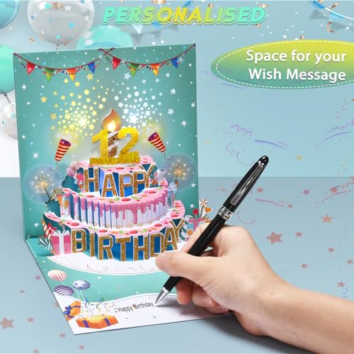 70th Musical Birthday Cards, 3D Pop Up Blowable LIGHT Cake Happy Birthday Cards with Music and Cheers Sound, Popup Greeting Birthday Gifts Card for Women, Men, Mom, Father, Grandmother Turning 70 Years Old
